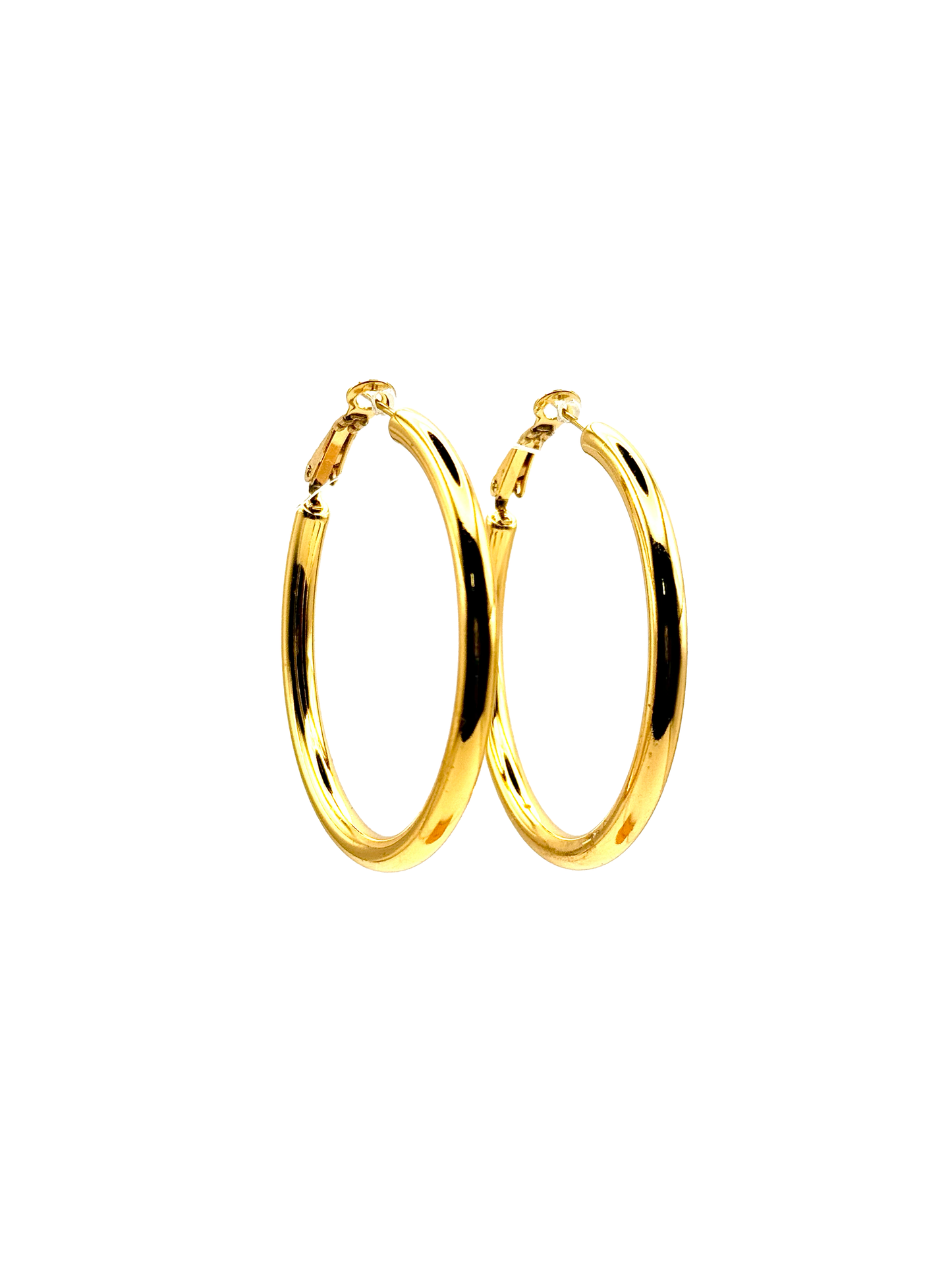 Boucles d'Oreilles Dorées à Contour Circulaire Moyenne