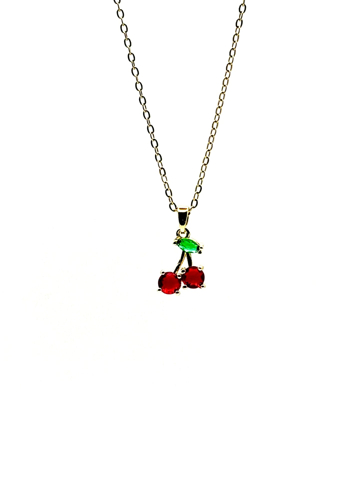 Collier Cherry Rouge à Pétale Verte