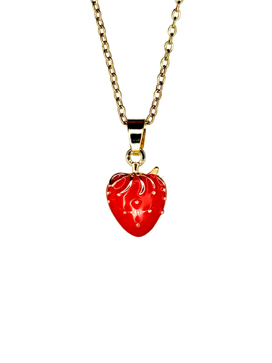 Collier Strawberry rouge et doré