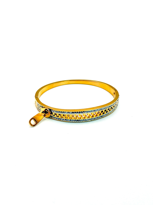 Jonc Doré Zip avec Strass