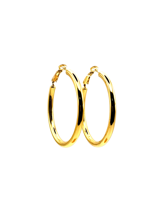 Boucles d'Oreilles Dorées à Contour Circulaire Moyenne