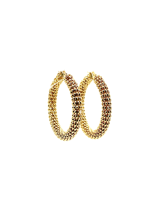 Boucles d'Oreilles Dorées Epaisses Effet Ecailles