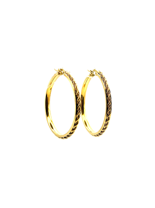 Boucles d'Oreilles Dorées Chaînes en Torsade