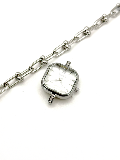 Sanae argenté | Montre étanche en acier inoxydable